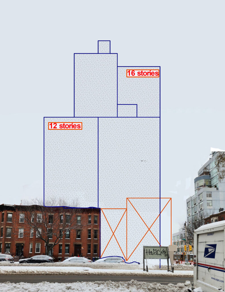 Dimensions of planned high rise that will destroy 4 houses